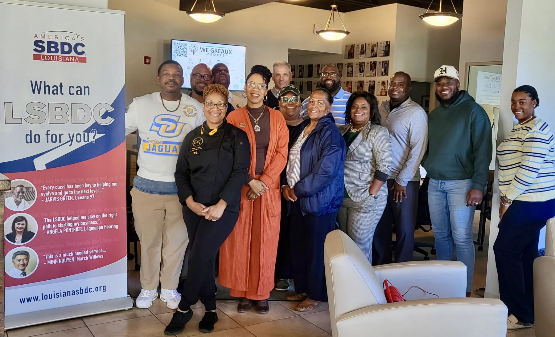Wiley with participants at a Louisiana SBDC and We Greaux People event